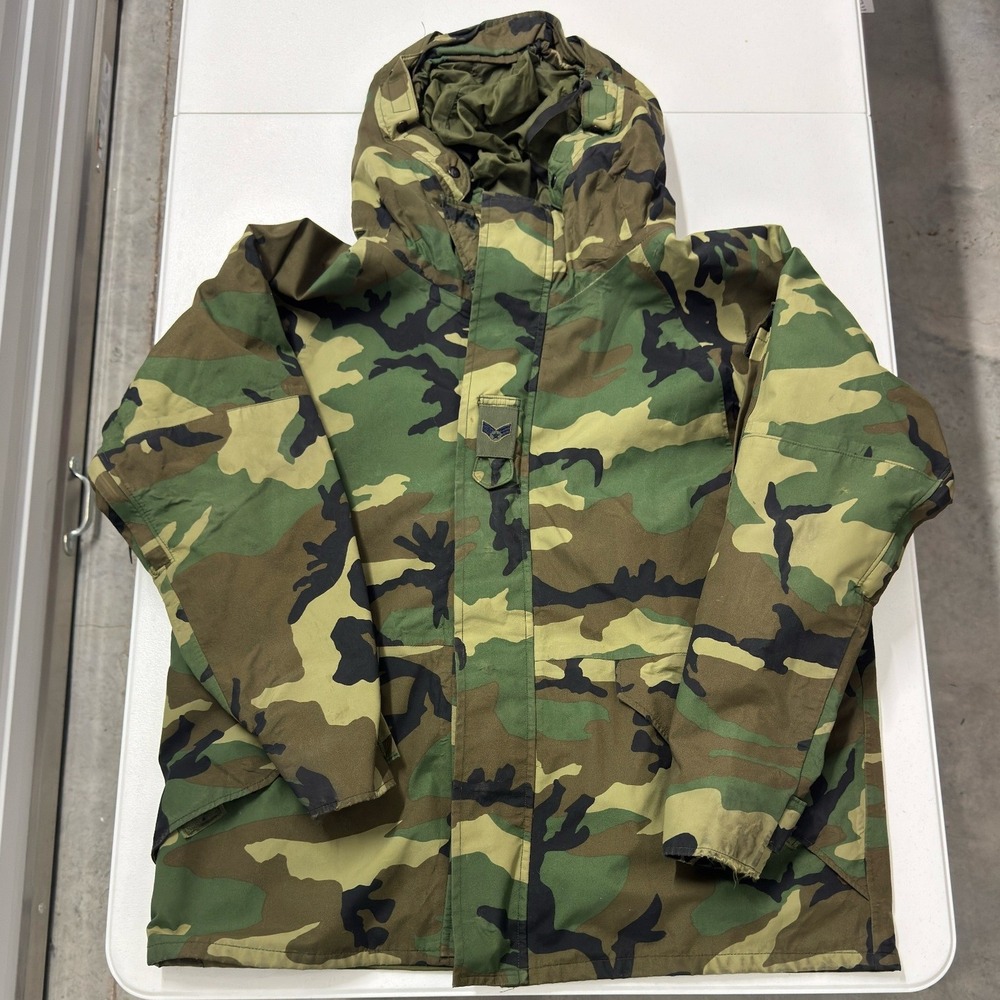 US Military ECWCS Gen 1 Parka Mens Large Woodland Camo Good Gore-Tex Hooded